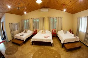 普拉亚埃尔莫萨Soul Sync Sanctuary formally Hacienda la Moringa的带窗户的客房内设有两张床的房间