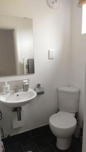 Cherry HintonModern Spacious Detached Cottage in Cambridge的白色的浴室设有卫生间和水槽。