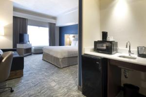 萨凡纳萨凡纳机场万豪春季山丘酒店的酒店客房带一张床和一台微波炉