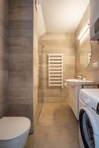 奈达Nauji apartamentai! Pamario 14的浴室配有卫生间、盥洗盆和洗衣机。