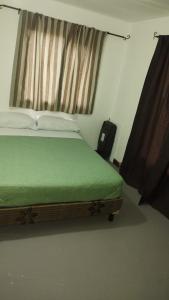 托尔胡因Hogar del Sur的一间卧室设有一张带窗户的绿色床