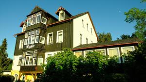 库罗阿尔滕堡Villa Lydia的一座绿色和白色的大建筑,有 ⁇ 
