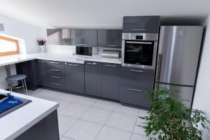 BystraApartament - Bystra的厨房配有不锈钢冰箱和电器