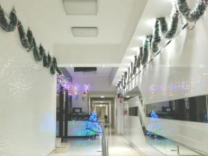 利马LOVENEST的商场走廊上设有圣诞灯和圣诞树
