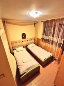 亚历山德鲁波利斯Villa Elli的小型客房 - 带2张床和窗户