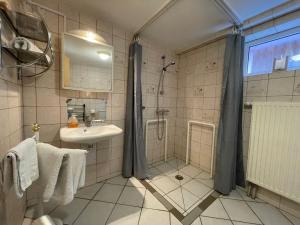 马尔科勒塞姆Apartment Résidence jaune et rose-1 by Interhome的带淋浴和盥洗盆的浴室