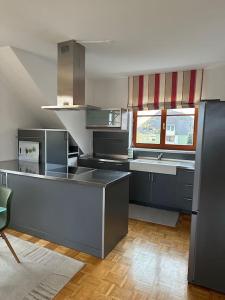 Freundliche Wohnung Nähe Weinstraße für 5 Personen的厨房或小厨房