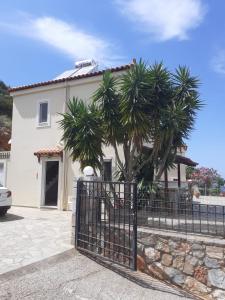 玛利亚Villa Calli的 ⁇ 前有棕榈树的白色房子