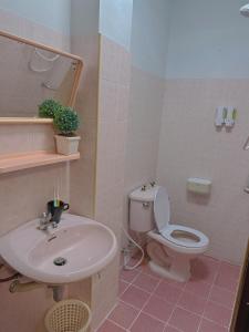 合艾Kong Khong Homestay的浴室配有白色水槽和卫生间。
