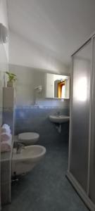 SirorLocanda Val Canali的浴室设有2个卫生间和水槽