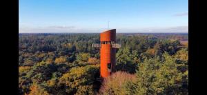 阿珀尔斯哈Appelscha aan de diek的森林中间的一座橙色塔