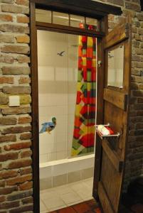 HerveLe Chat Roi - Charneux的带淋浴的浴室和玻璃门