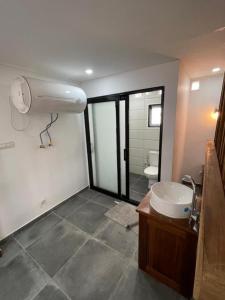 布拉柴维尔Wowo Loft Residence的一间带水槽和卫生间的浴室