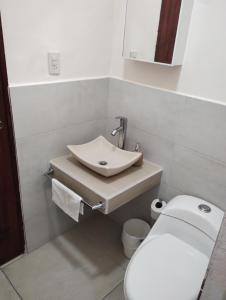 坦皮科Departamento México的浴室配有白色卫生间和盥洗盆。