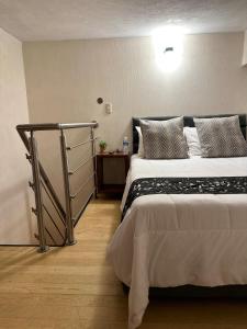 特科早特拉Hotel Del Valle的一间卧室,卧室内配有一张大床