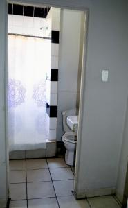 约翰内斯堡Asmara Hotel的一间带卫生间和淋浴间的浴室