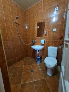 第比利斯皮亚诺酒店的一间带卫生间和水槽的浴室