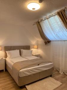 锡吉什瓦拉Silvan Villa - Apart的一间卧室设有一张大床和窗户