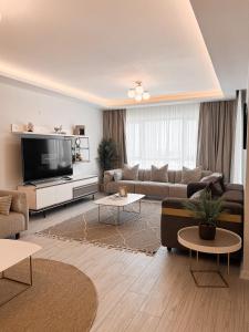 伯萨BMB GROUP HÜRRİYET HOME的带沙发和平面电视的客厅