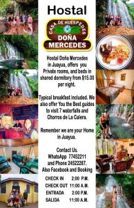 JuayúaHostal Doña Mercedes的瀑布前的酒店传单