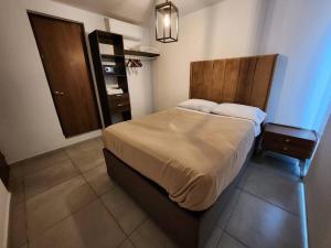瓜达拉哈拉Amplio departamento con alberca的一间卧室配有一张床和一个梳妆台