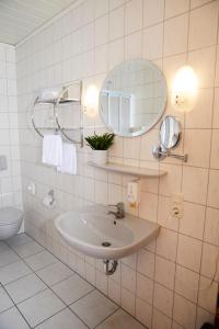 埃德韦希特Gästehaus am Landhaus Friedrichsfehn的一间带水槽和镜子的浴室
