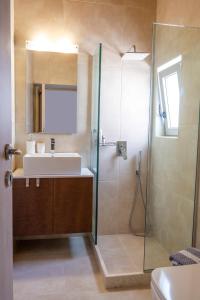 古卡斯特隆Klelia's Apartments的一间带水槽和淋浴的浴室
