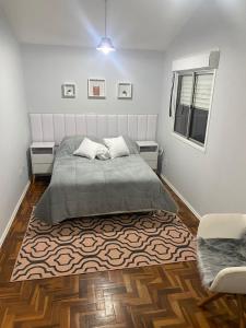 巴热Confortável Apartamento em Bagé的一间卧室配有一张床和地毯
