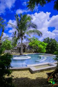 姆特瓦拉AFLII Guest house的中间有一个棕榈树游泳池