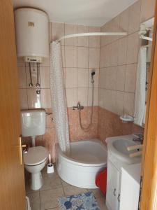扎达尔波日克公寓酒店的浴室配有卫生间、浴缸和水槽。