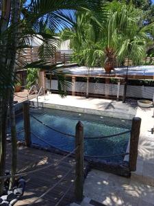 圣勒Le ti bali Chambre的棕榈树环绕着的游泳池