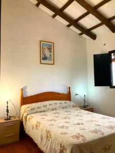 查兹拉德拉谢拉Finca Villa Coral的卧室配有一张床,墙上配有电视。