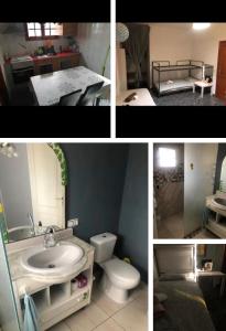阿雷西费My House Urban的四张带水槽和卫生间的浴室的照片