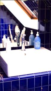 艾镇Maison Marcks Champagne的浴室水槽配有肥皂和镜子