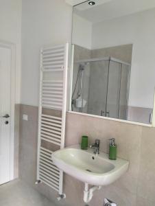 博尔扎诺Jolli Mountain的浴室设有白色水槽和镜子