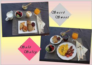 卡尔卡松Péniche Mirage的相串的早餐食品和橙汁图片