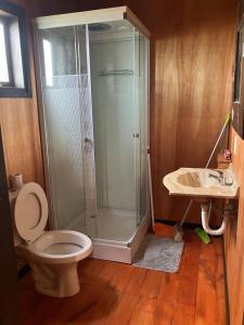 德尔迪阿布罗角El banzai的带淋浴、卫生间和盥洗盆的浴室
