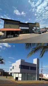 巴雷图斯Hotel Ibirapuera的两幅棕榈树建筑的照片
