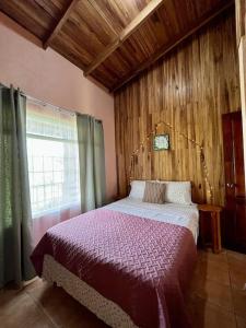 纽沃阿雷纳尔Beautiful Casa Aire near Lake Arenal in Nuevo Arenal - Casas Airelibre的一间带床的卧室,位于带窗户的房间内