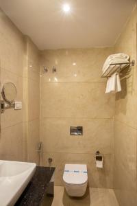 班加罗尔Golden Fortune Hotel的一间带卫生间和水槽的浴室