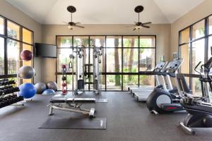 坦帕坦帕西岸万怡酒店/机场的健身房设有跑步机、有氧器材和窗户