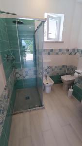 伊斯基亚Passariello的一间带玻璃淋浴和卫生间的浴室