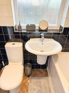 考文垂Modern Town House - Coventry的一间带卫生间和水槽的浴室