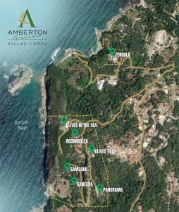 科孚镇Amberton Green Villas Corfu的水中的岛屿地图