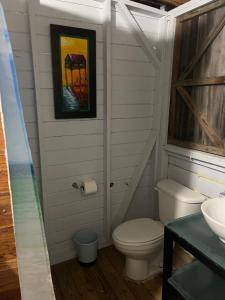 法哈多Sunrise Cottage的一间带卫生间的浴室和墙上的绘画