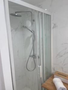 埃讷邦Le Jaures 1 - Studio - RDC的带淋浴的浴室,带玻璃门