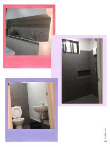 CasisangMaila's Lodging House的浴室的两张照片,配有卫生间和水槽