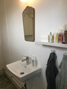 瓦伊比Cutest annex - close to Heatherhill and sea :-)的浴室设有水槽和墙上的镜子