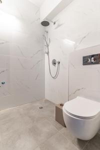 耶路撒冷luxury studio flat的白色的浴室设有卫生间和淋浴。