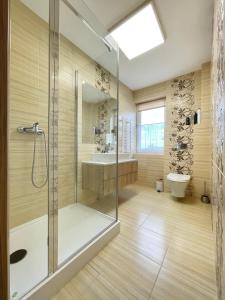 尤斯托尼莫斯基BALi 22的带淋浴、卫生间和盥洗盆的浴室